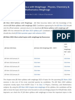 JEE Main 2023 Syllabus With Weightage - Physics, Chemistry & Mathematics Weightage