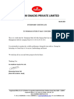 Haldiram Snacks Private Limited: 06.03.2023 Internship Certificate
