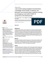 Case-Control Study of Patient Characteristics, Knowledge of The COVID-19 Disease, Risk Behaviour and Mental State in Patients Visiting An Emergency Room With COVID-19 Symptoms in The Netherlands