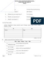 English Grade 5 Second Term Test 2021