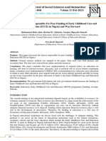 Analysis of Factors Responsible For Poor Funding of Early Childhood Care and Education (ECCE) in Nigeria and Way Forward