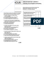 Focus2 2E End of Year Test Listening UoE Reading GroupA