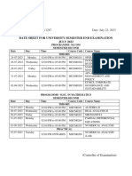 Date Sheet of Examination For Centre (PG) Updated