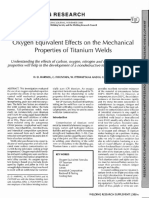 Oxygen Equivalent Effects On The Mechanical Properties of Titanium Welds