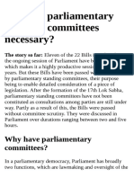 Why Are Parliamentary Standing Committees Necessary