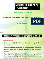 Matthew Arnold's Touchstone Method