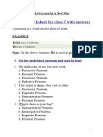 Pronoun Worksheet For Class 7