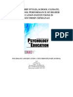 Leadership Styles, School Climate, and School Performance of Higher Education Institutions in Southern Mindanao