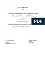 Awareness and Satisfaction Level of Financial Products Offered by ICICI Bank and HDFC Bank