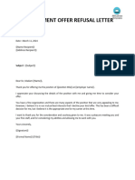 Refusal Letter Sample