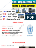 International Organisations & Headquarters Chairman Current Affairs