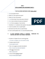 Grammar Section: Unit 4 Self Directed Learning and Assessment Sheet 4