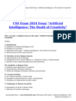 CSS Exam 2024 Essay &#8220 Artificial Intelligence - The Death of Creativity&#8221