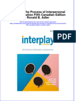 Full Chapter Interplay The Process of Interpersonal Communication Fifth Canadian Edition Ronald B Adler PDF