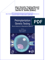 PDF Preimplantation Genetic Testing Recent Advances in Reproductive Medicine 1St Edition Darren K Griffin Editor Ebook Full Chapter