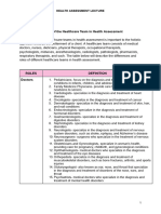 The Role of The Healthcare Team in Health Assessment