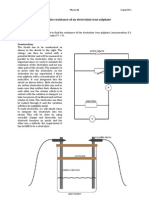 Finding The Resistance of An Electrolyte (Iron Sulphate)