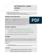 Payback Period Method For Capital Budgeting Decisions