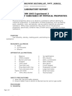 Laboratory Report CHM 1045 Experiment 2 Identification of Substance by Physical Properties