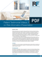 Patient Testimonial Videos: FDA Actions On Risk Information Presentation