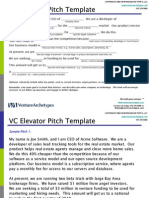 VC Elevator Pitch Template For Startups