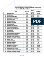 Provisional Merit List of WBCHSE-2014-15