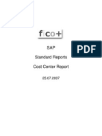SAP Standard Reports Cost Center Report