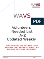 Volunteers Needed List A-Z Updated Weekly