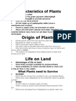 Characteristics of Plants Notes