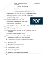 Checklist For Initial Screening For Dyslexia