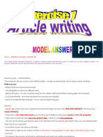 Esl Article Writing Sample Answers