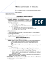 Various Growth Requirements of Bacteria