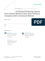 Determination of Ultimate Pile Bearing Capacity From A Seismic Method of Shear Wave Velocity in Comparison With Conventional Methods