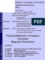 Physical Methods in Inorganic Chemistry Magnetic Resonance: Lecture Course Outline Lecture 1: A Quick Reminder