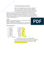 Informal Math Assessment Example