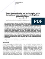 Cases of Domestication and Foreignization in The Translation of Indonesian Poetry Into English A Preliminary Inquiry