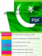 Different Education Policies of Pakistan: Presented by Aliza Zaina