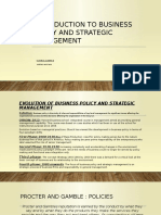 Introduction To Business Policy and Strategic Management