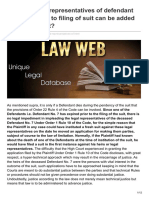 Lawweb - In-Whether Legal Representatives of Defendant Who Died Prior To Filing of Suit Can Be Added As Party To