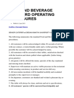 Food and Beverage Standard Operating Procedures