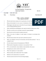 Term End Examination - November 2012 Course: CHY101 - Engineering Chemistry Slot: E2 Class NBR: 2330 / 2335 / 2338 Time: Three Hours Max - Marks:100