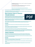 Most Common Types of Tolerance - Thought Tolerance: Example