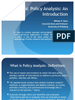 Public Policy Analysis: An: William N. Dunn Associate Dean and Professor University of Pittsburg