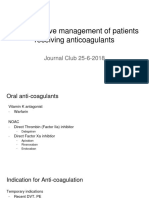 Peri-Operative Management of Patients Receiving Anticoagulants