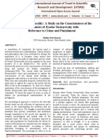 The Guilt Full Morality: A Study On The Consciousness of The Protagonists of Fyodor Dostoyevsky With Reference To Crime and Punishment