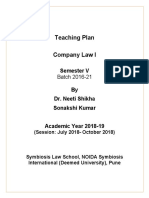 Teaching Plan Company Law I