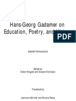 Gadamer On Education Poetry and History 1992 Ebook