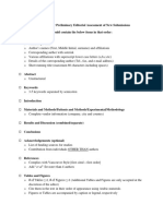 Checklist For Preliminary Editorial Assessment of New Submissions I) Original Manuscript Should Contain The Below Items in That Order