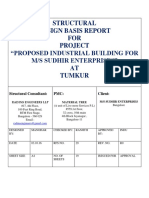 Structural Design Basis Report FOR Project "Proposed Industrial Building For M/S Sudhir Enterprises" AT Tumkur