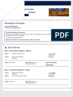 Ticket Details & Travel Information: Lufthansa Booking Code: MKW6M4